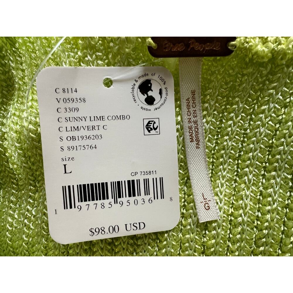 FREE PEOPLE TOP WOMENS LARGE SAN LUCAS STRETCH KNIT CROP PULLOVER SWEATER GREEN - Picture 4 of 13